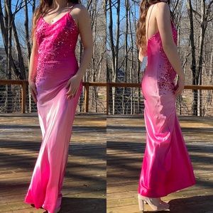 NWT Pink Ombre Sequin Slip Prom Dress